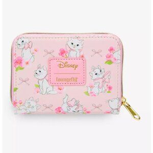 Loungefly Disney Aristocats Marie Wallet Floral Bows Pattern Zip Around
